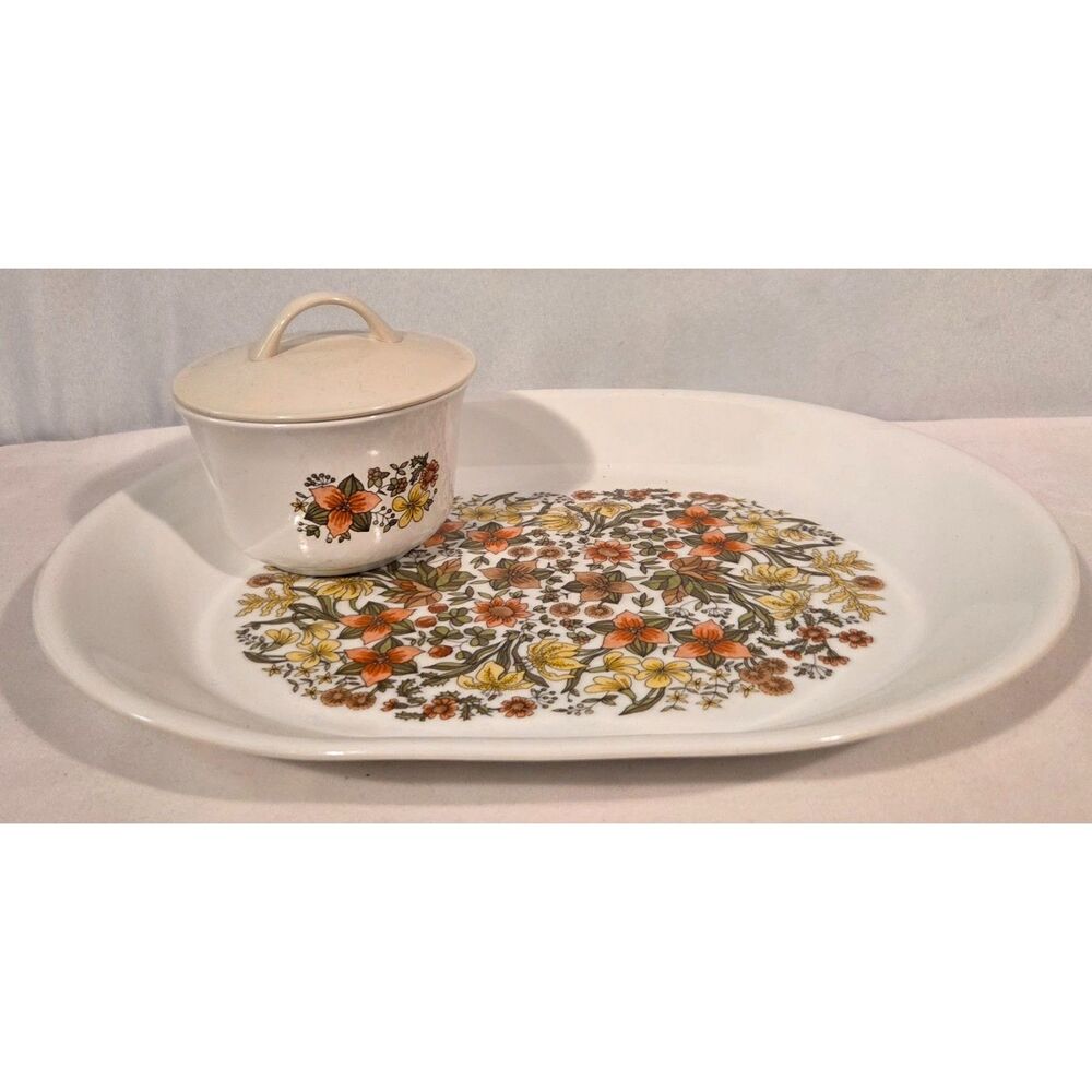 Corelle Spring Blossom Crazy Daisy Oval Platter & Covered Casserole Set